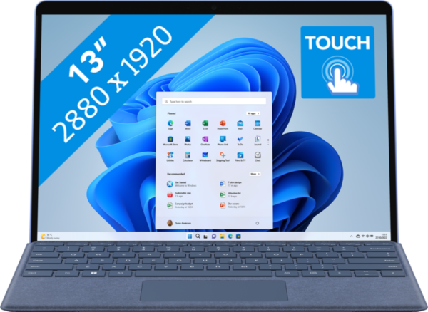 Aanbieding Microsoft Surface Pro 9 - 13" - Intel Core i5 - 8GB RAM/256GB SSD - Sapphire