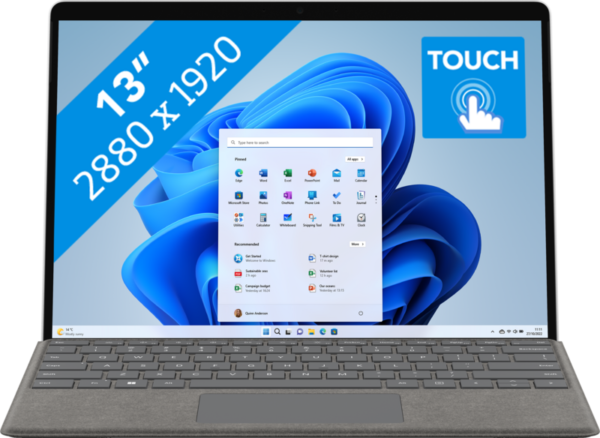 Aanbieding Microsoft Surface Pro 9 - 13" - Intel Core i7 - 16GB RAM/512GB SSD - PLATINUM